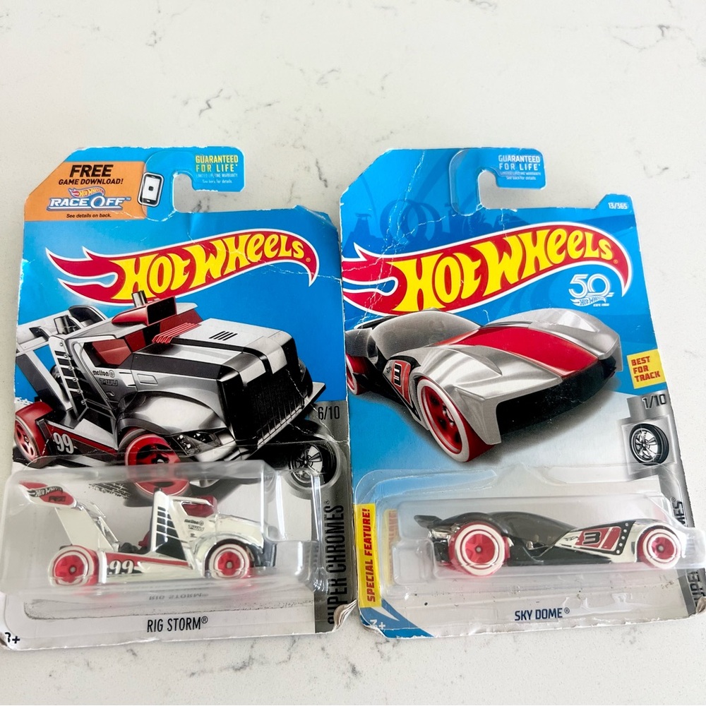 Kids Toy Cars - Red, White & Black Die-Cast Vehicles (2-Pack)